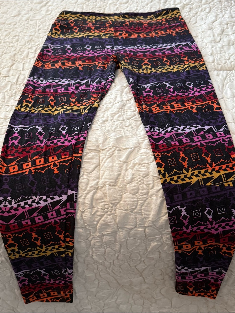 LuLaRoe Multi-Color on black Patterned Leggings